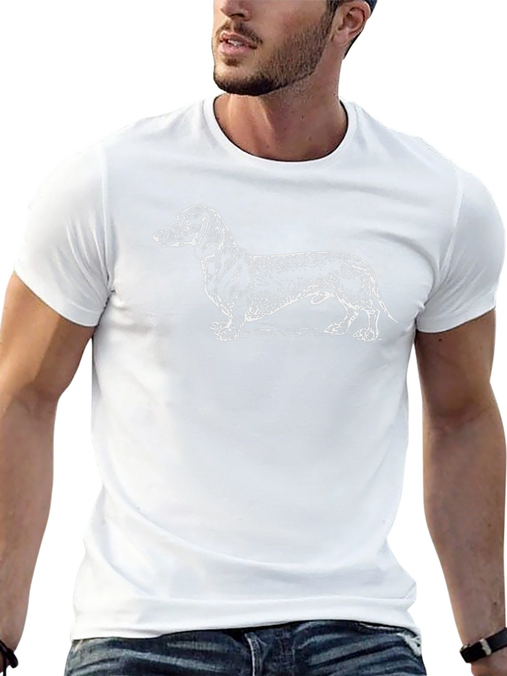 Dachshund Dog Graphic T-Shirt - Black Cotton Tee