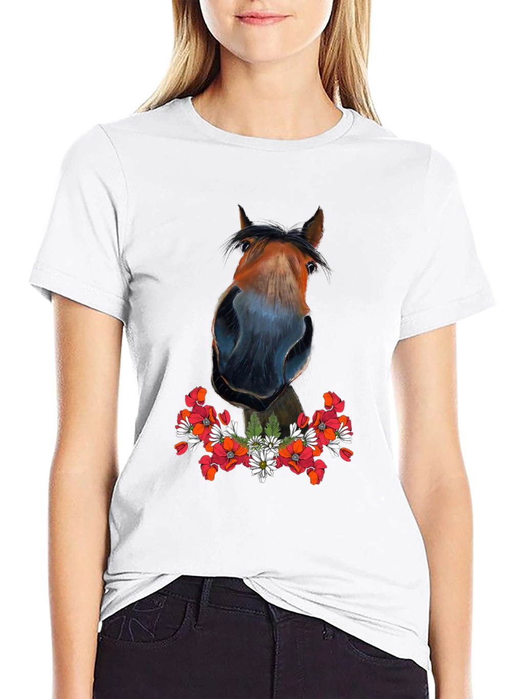 Horse Floral T-Shirt - Mens Graphic Tee