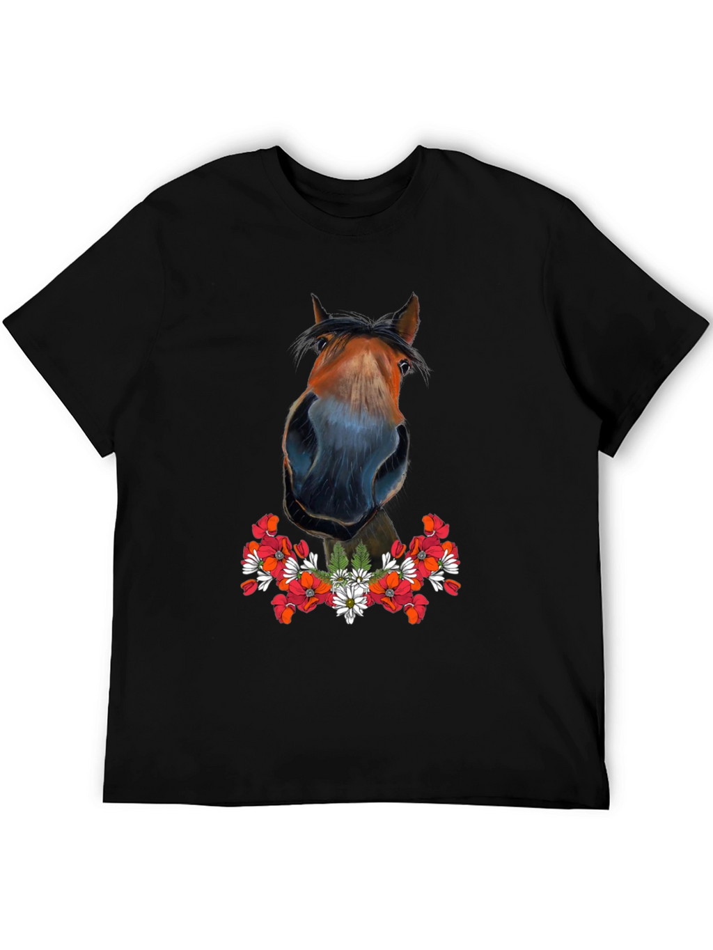 Horse Floral T-Shirt - Mens Graphic Tee