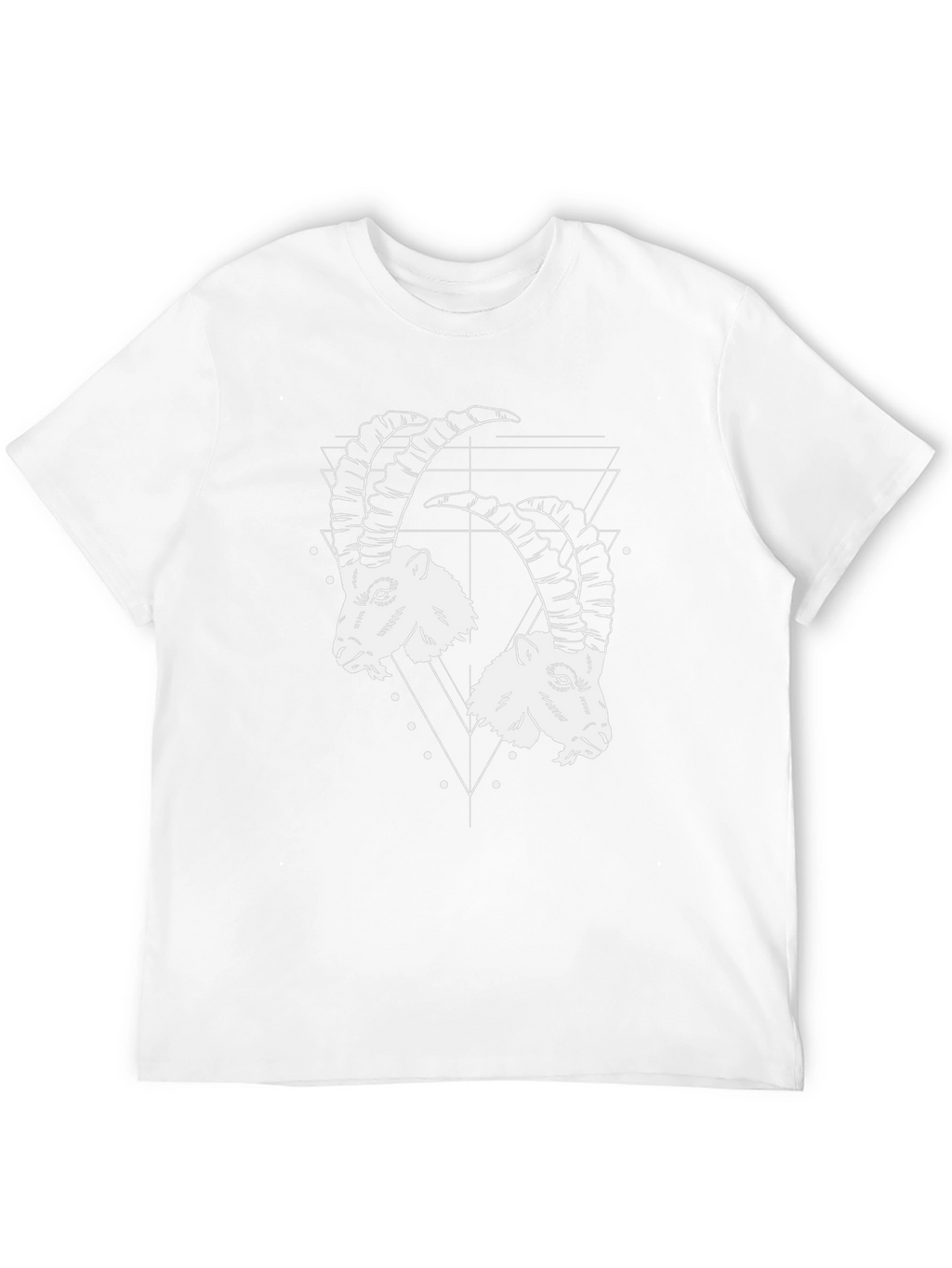 Geometric Ibex Head Graphic Tee - Black Cotton T-Shirt