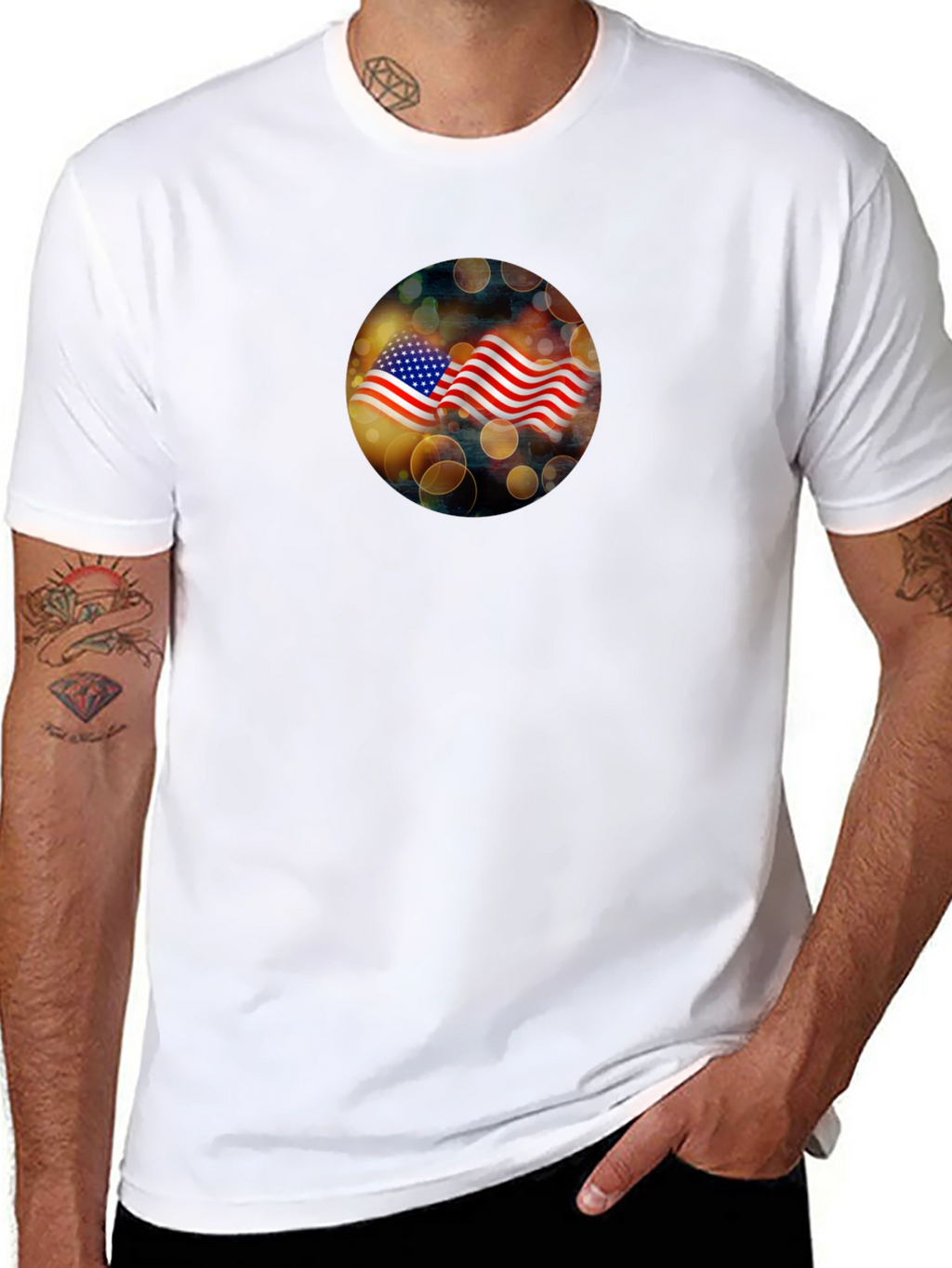 USA Flag Graphic Black T-Shirt