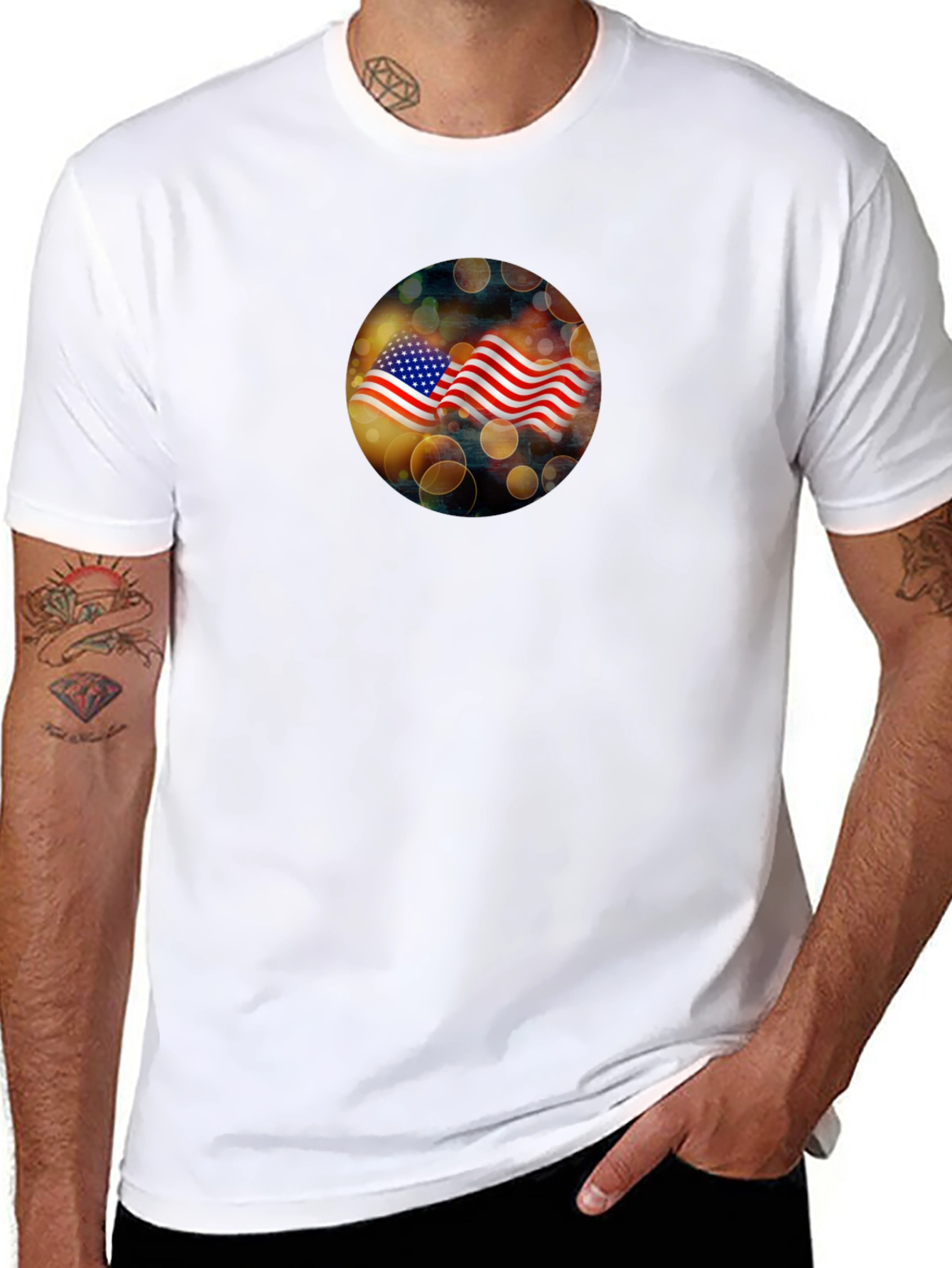 USA Flag Graphic Black T-Shirt