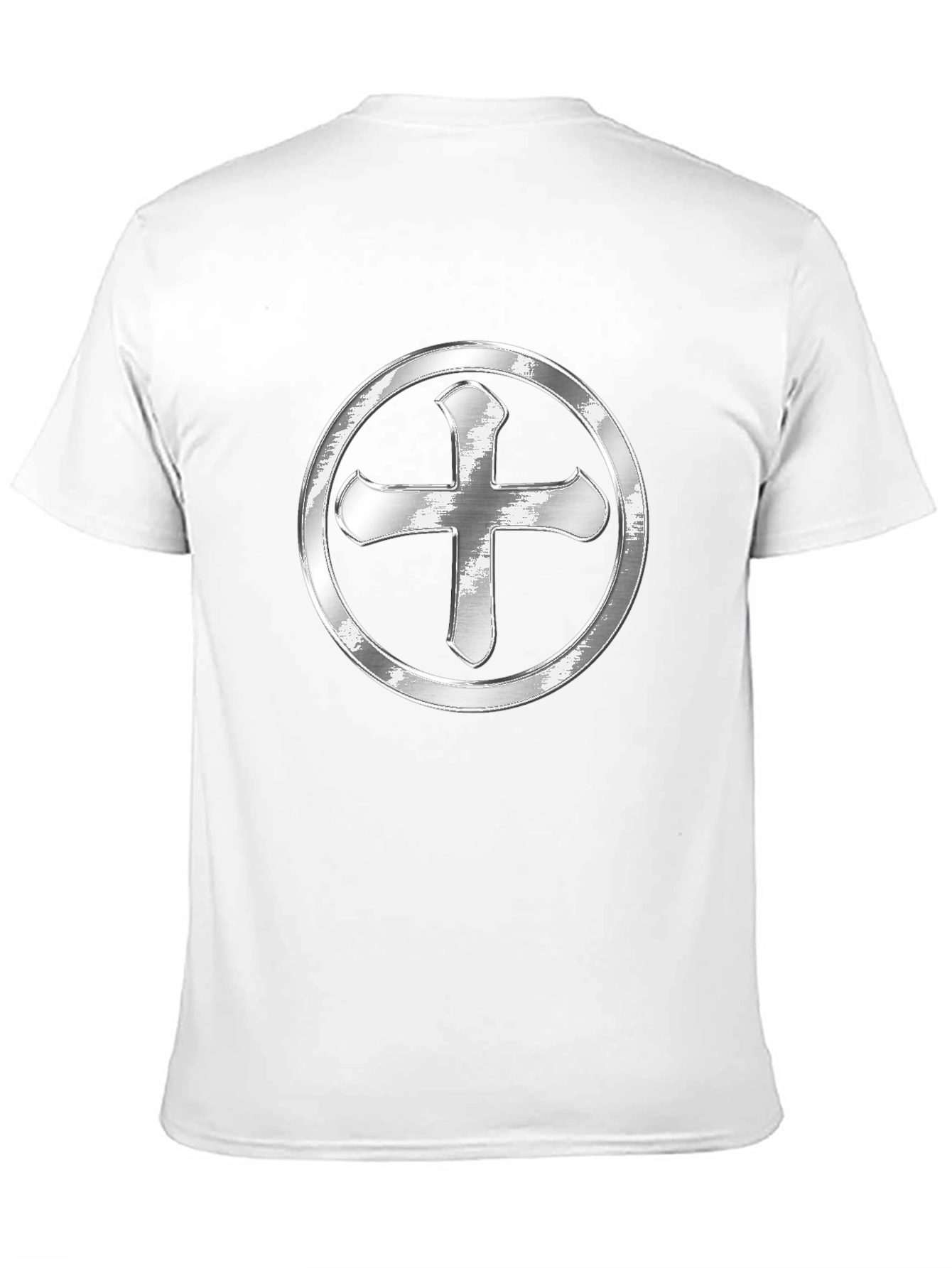 Silver Cross Design Black T-Shirt