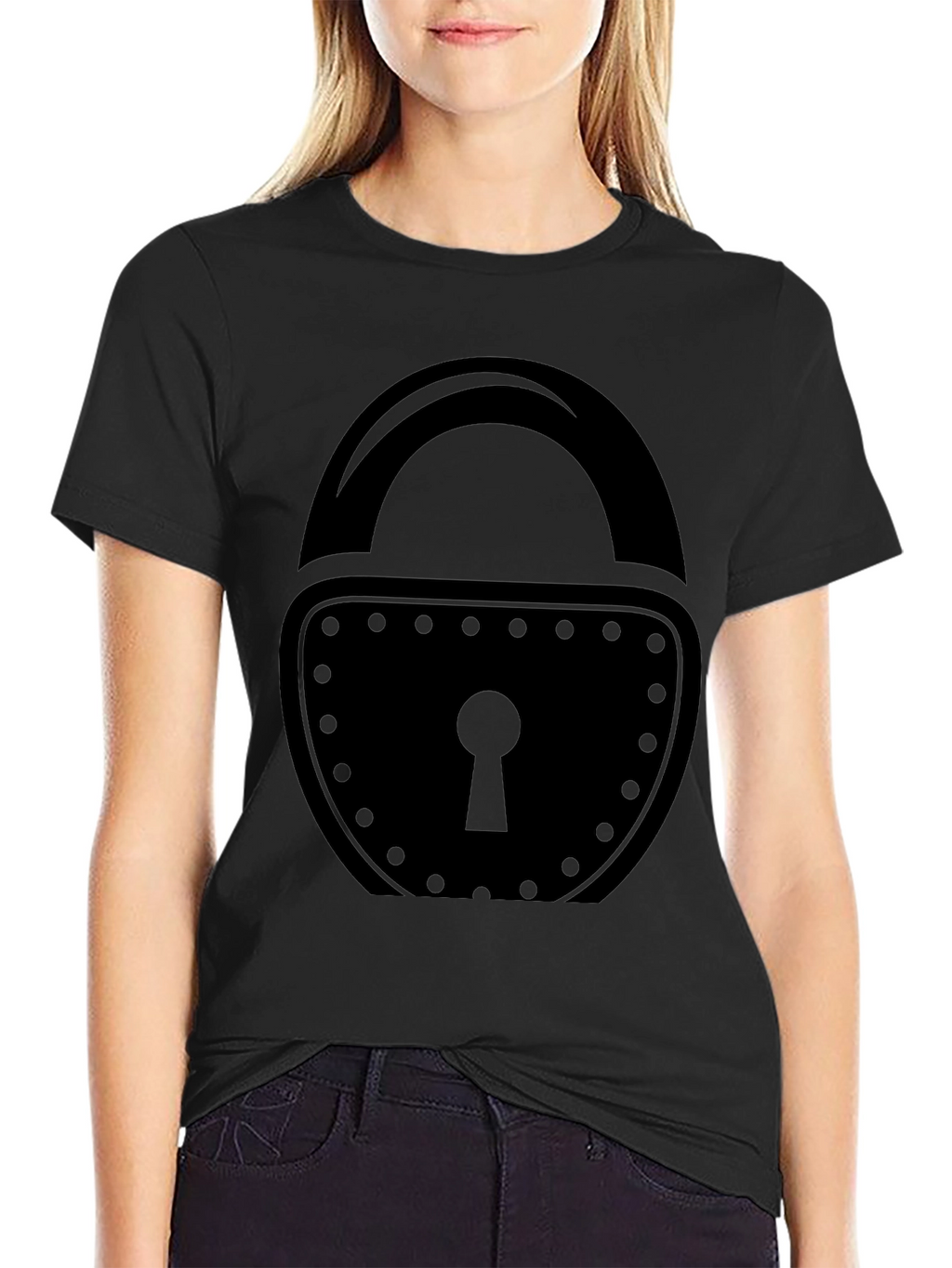 Black Padlock Graphic Tee - Secure Style