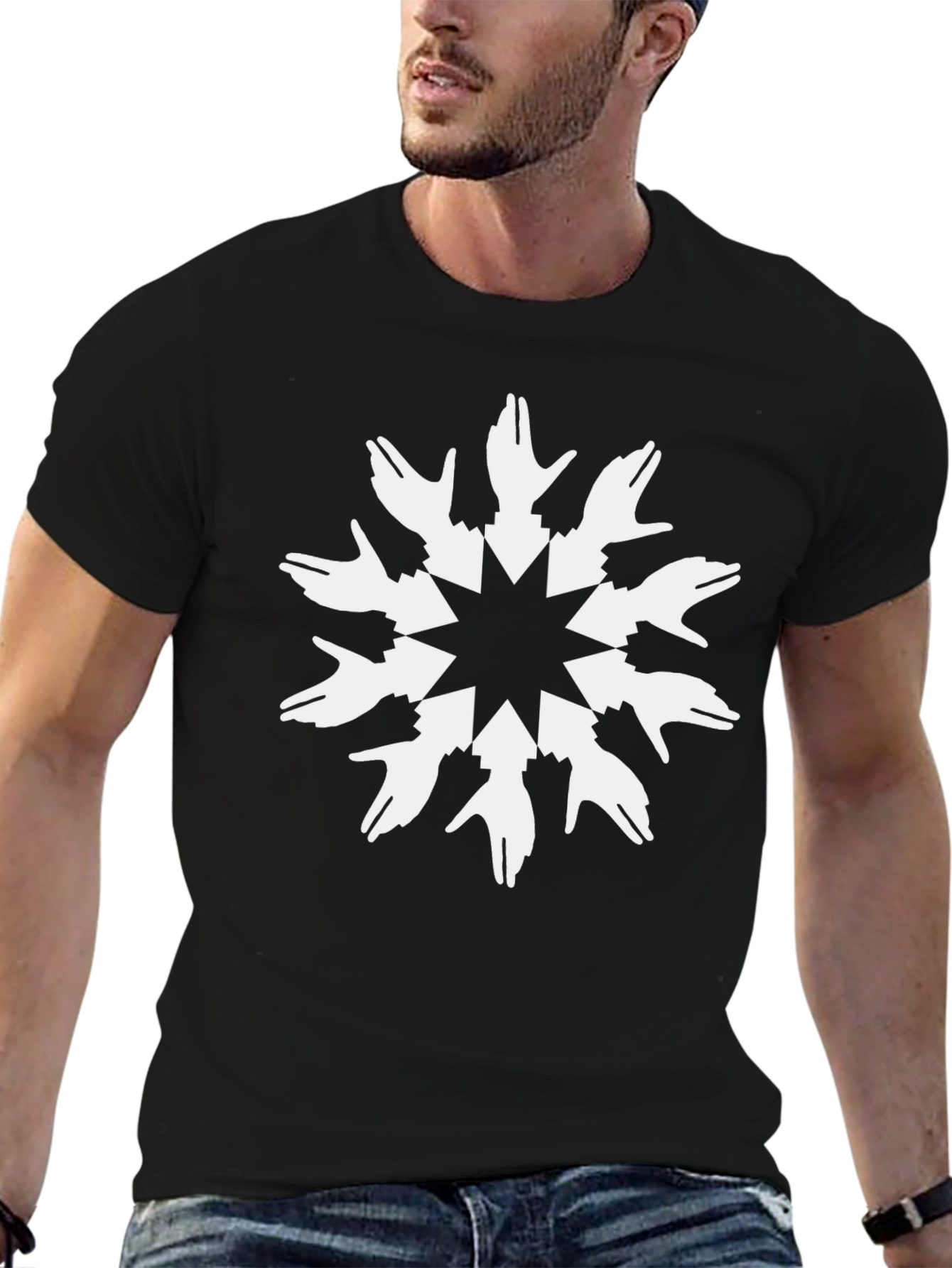 Geometric Hand Graphic Black T-Shirt