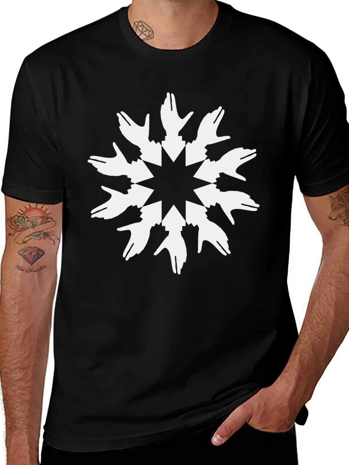 Geometric Hand Graphic Black T-Shirt
