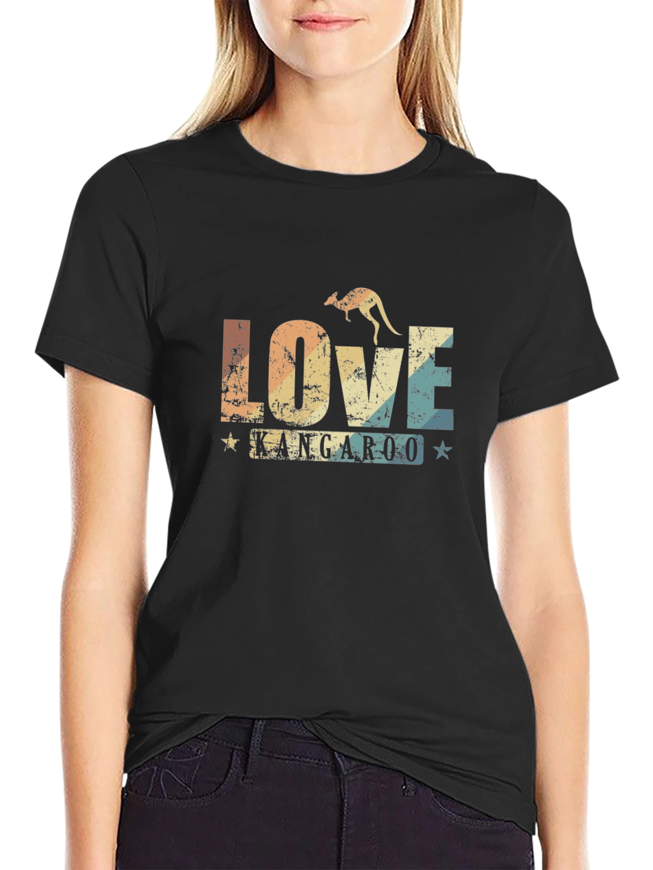 Love Kangaroo Retro Graphic T-Shirt
