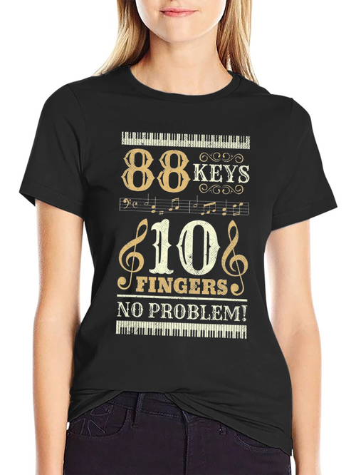 88 Keys 10 Fingers No Problem T-Shirt - Musician Tee