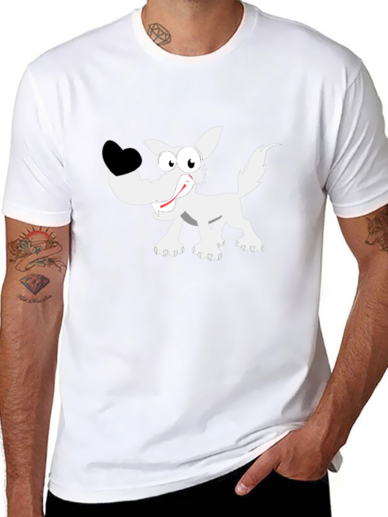 Funny Wolf Graphic Tee - Black Cotton Comfort
