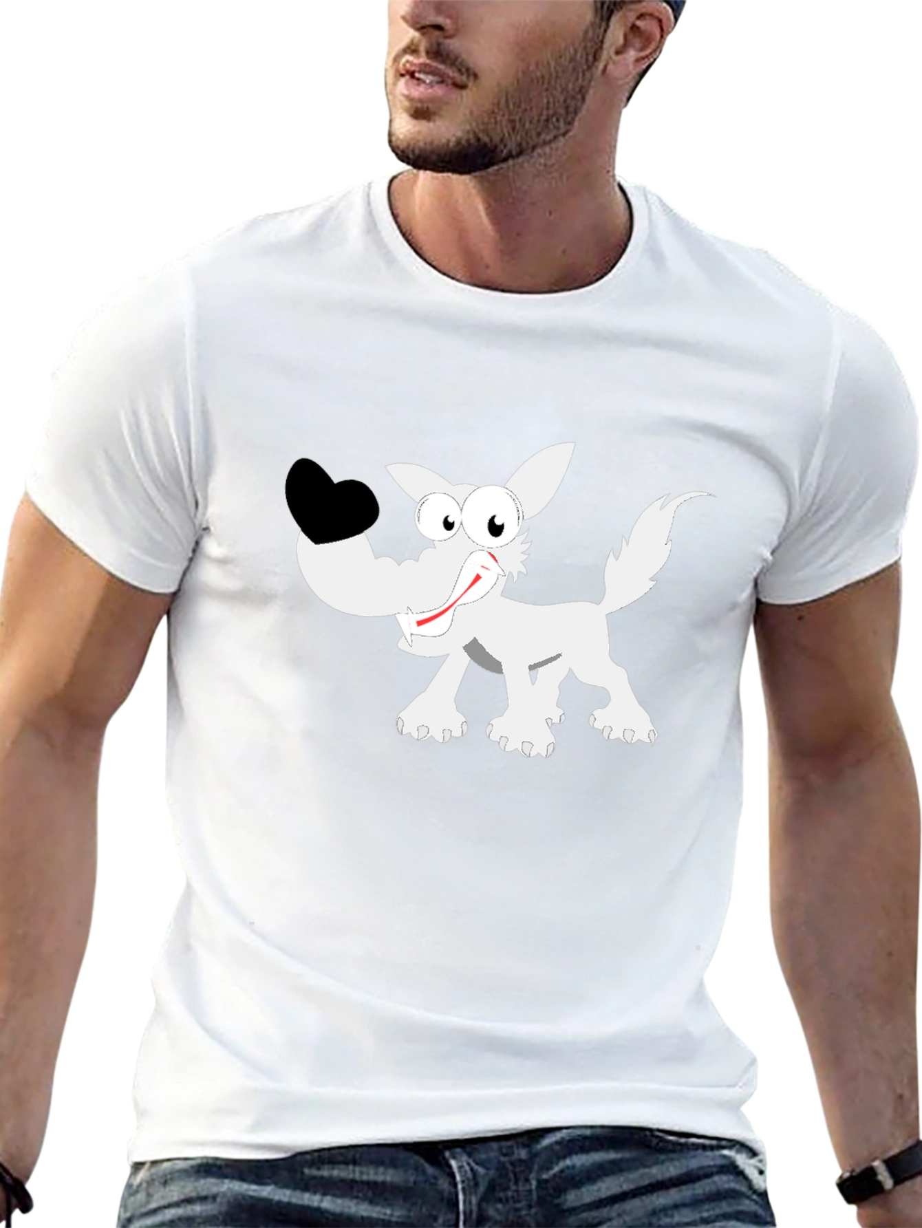 Funny Wolf Graphic Tee - Black Cotton Comfort