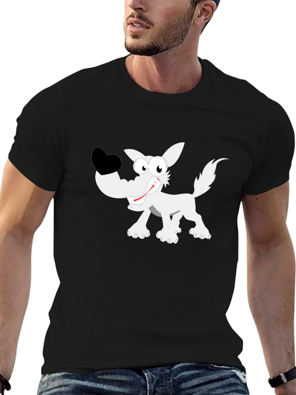 Funny Wolf Graphic Tee - Black Cotton Comfort