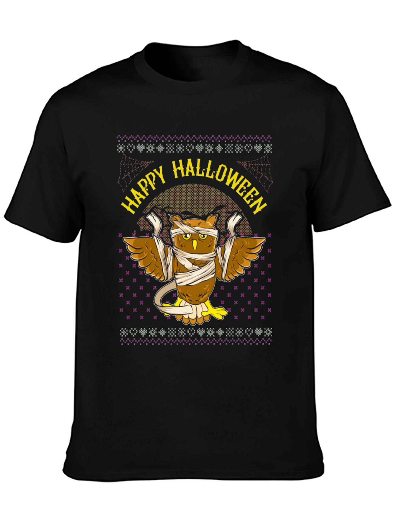 Happy Halloween Owl Mummy Graphic T-Shirt