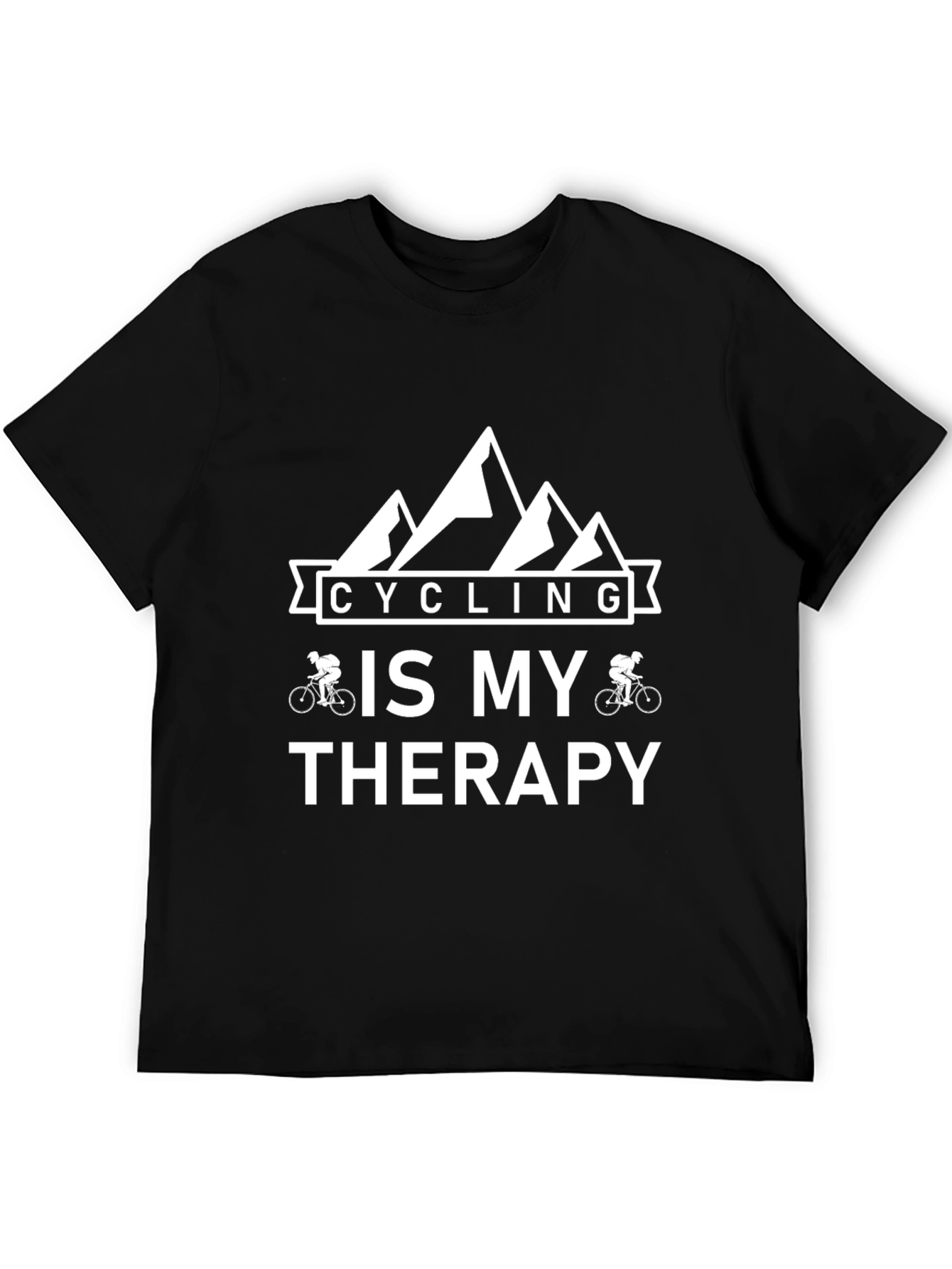 Cycling is My Therapy Black T-Shirt