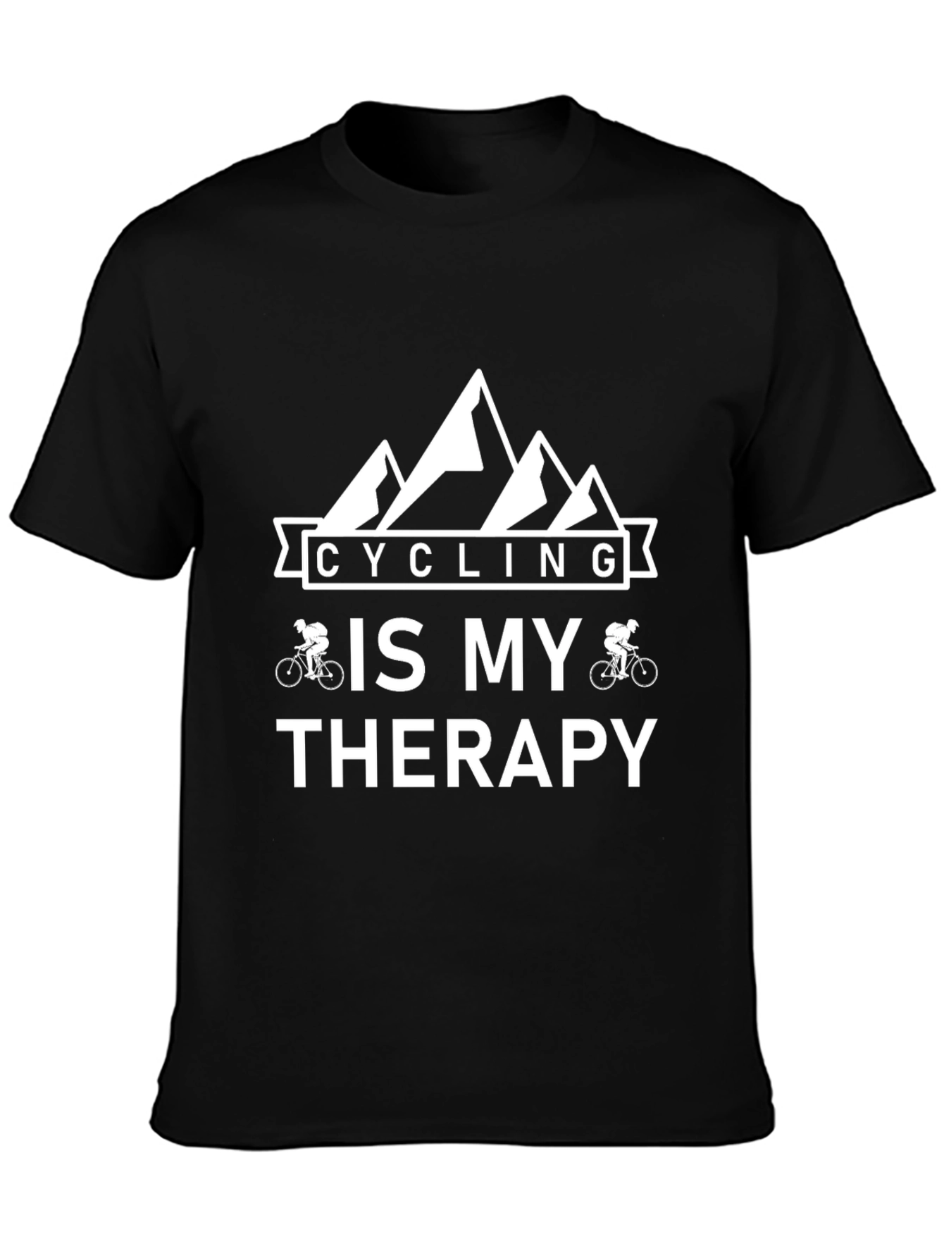 Cycling is My Therapy Black T-Shirt
