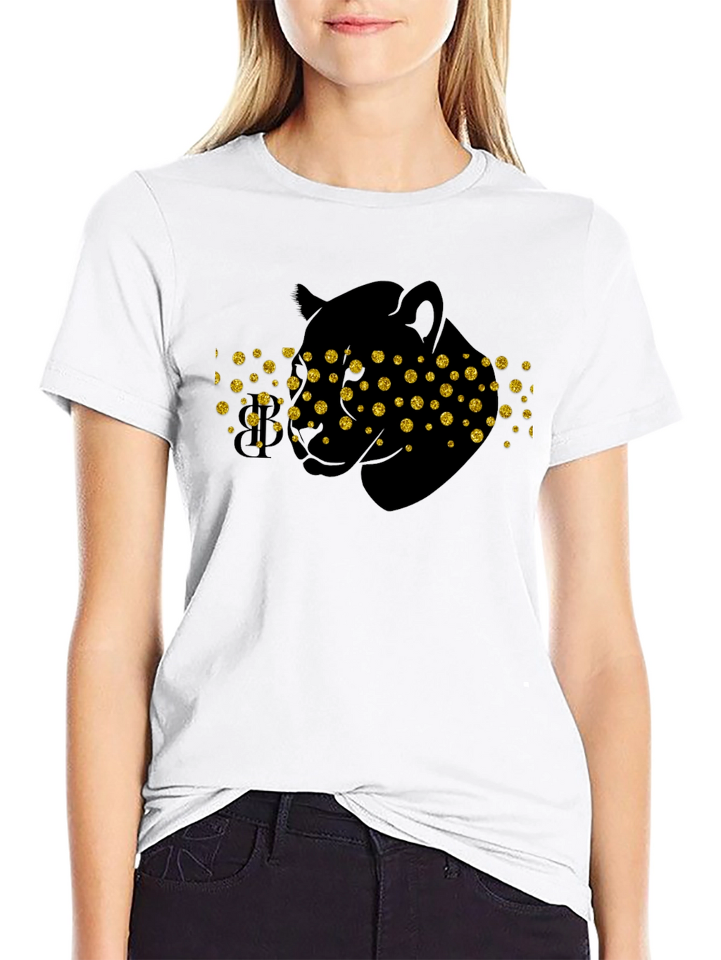 Black Panther Tee - Gold Glitter Eyes