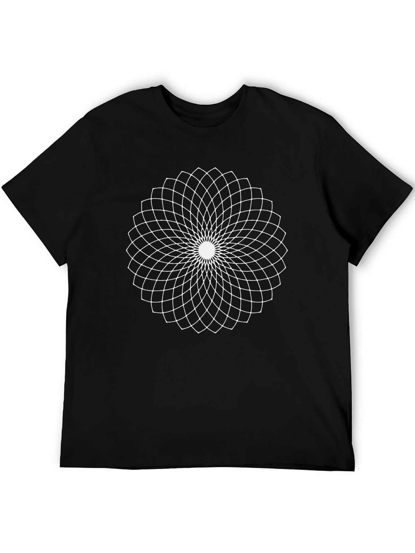 Geometric Floral T-Shirt - Stylish Black Tee
