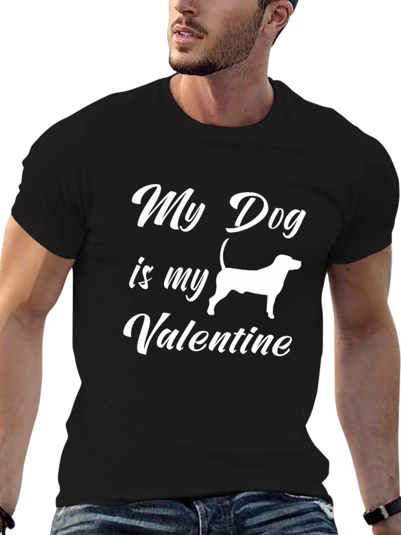 My Dog is My Valentine Black T-Shirt