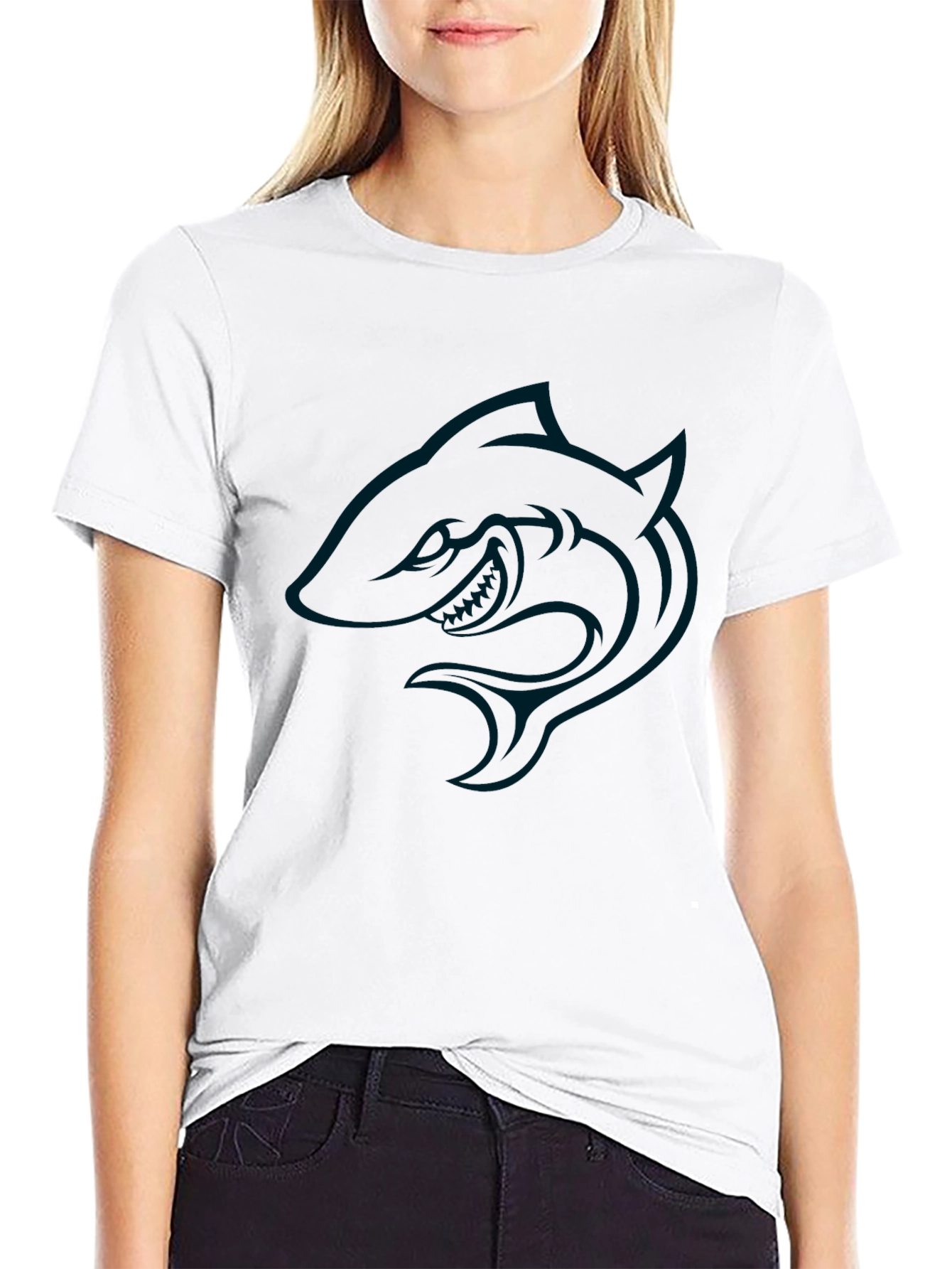 Black Shark Graphic Tee - Mens Casual Fashion