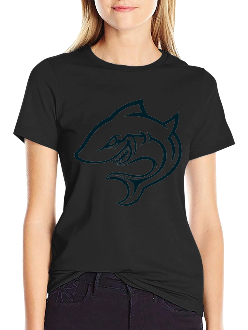 Black Shark Graphic Tee - Mens Casual Fashion