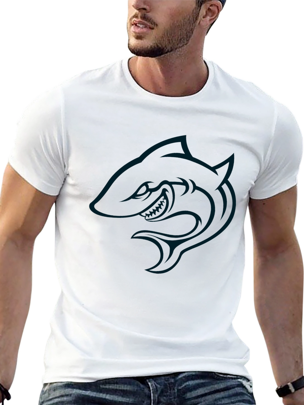 Black Shark Graphic Tee - Mens Casual Fashion