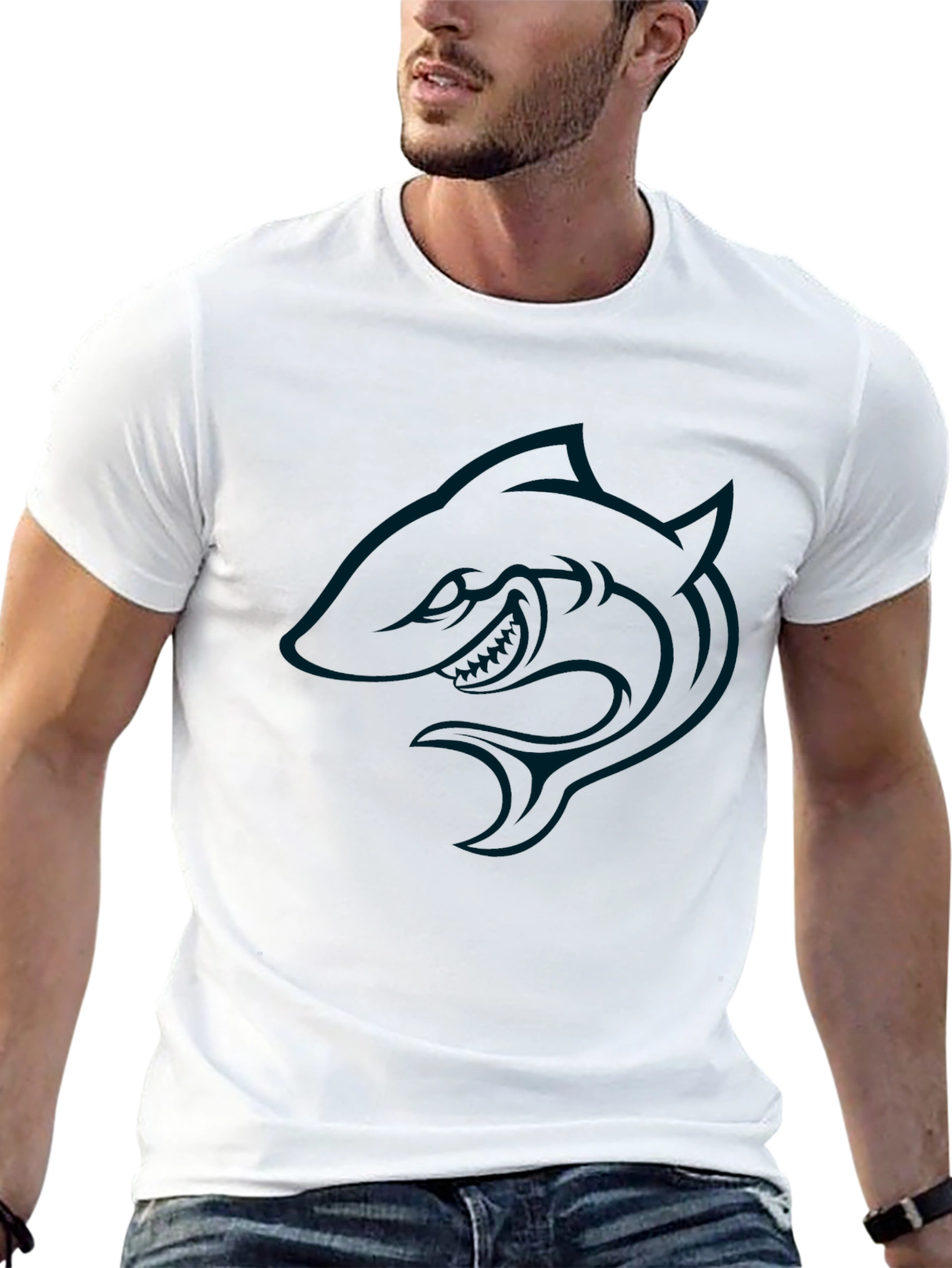 Black Shark Graphic Tee - Mens Casual Fashion