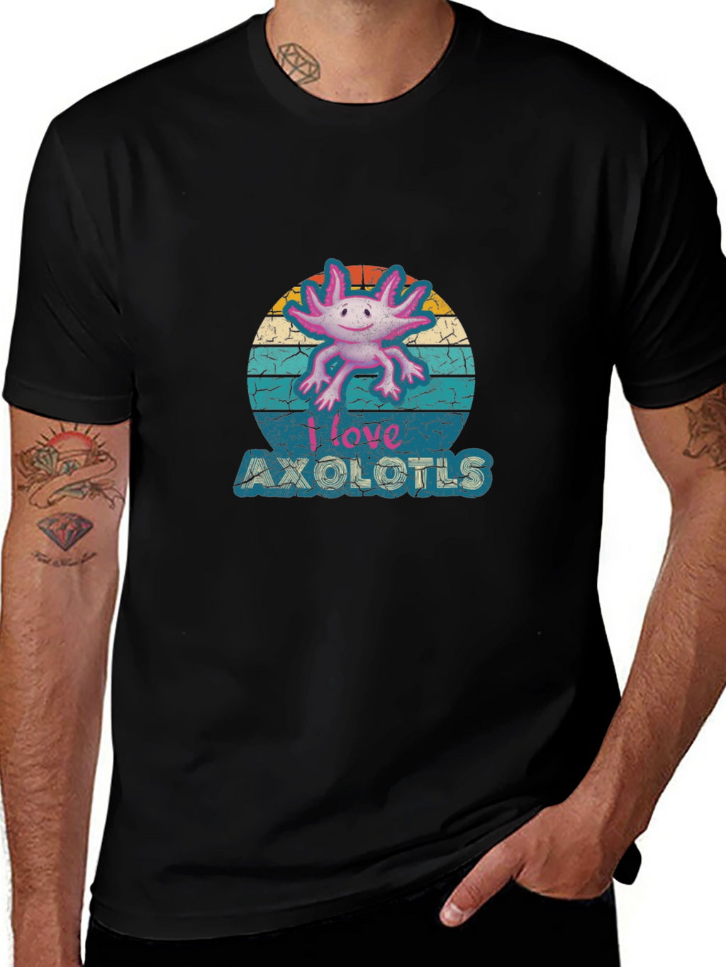 I Love Axolotls T-Shirt - Retro Style