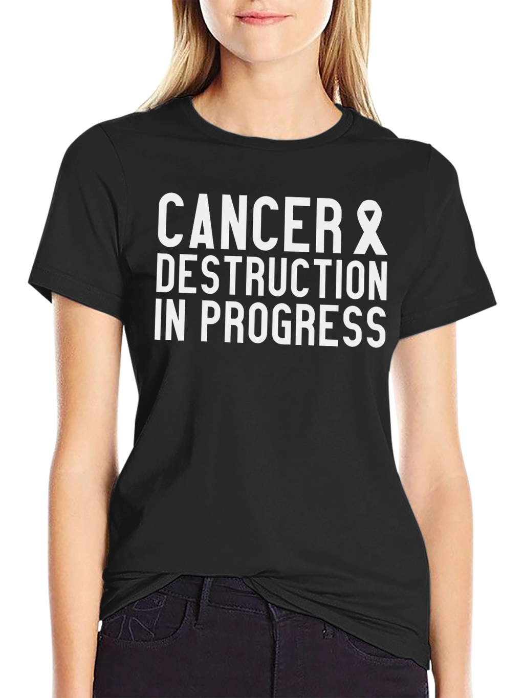 Cancer Destruction In Progress Black T-Shirt