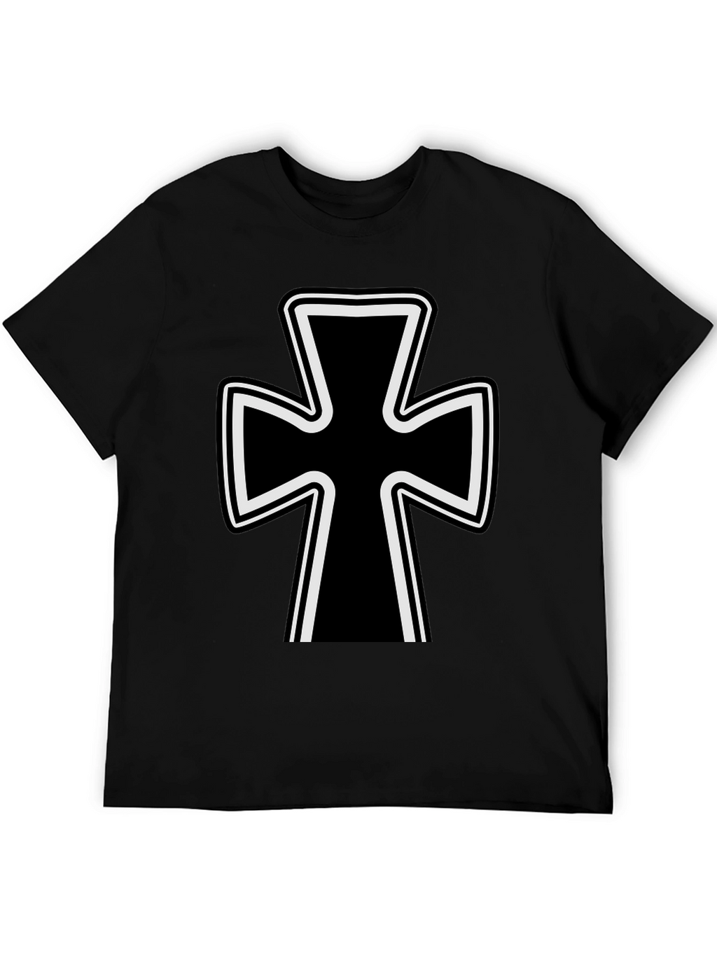 Black T-Shirt with Iron Cross Design