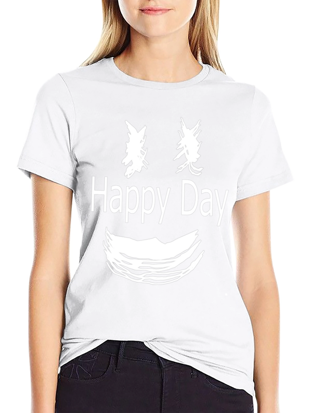Happy Day Graphic T-Shirt - Black Cotton Tee