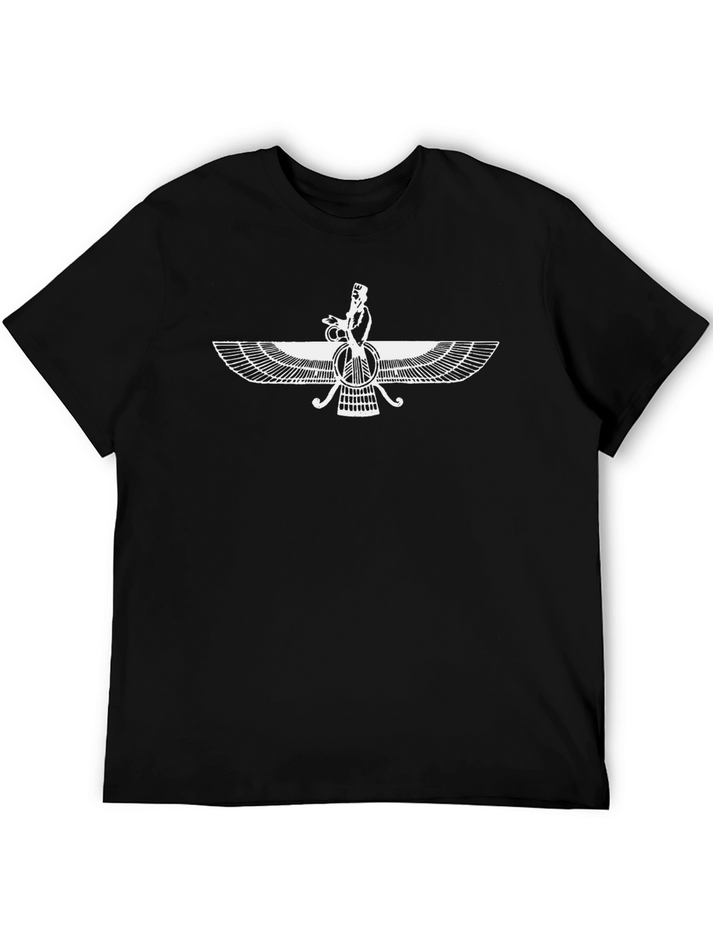 Zoroastrian Faravahar Graphic Tee - Black Cotton T-Shirt