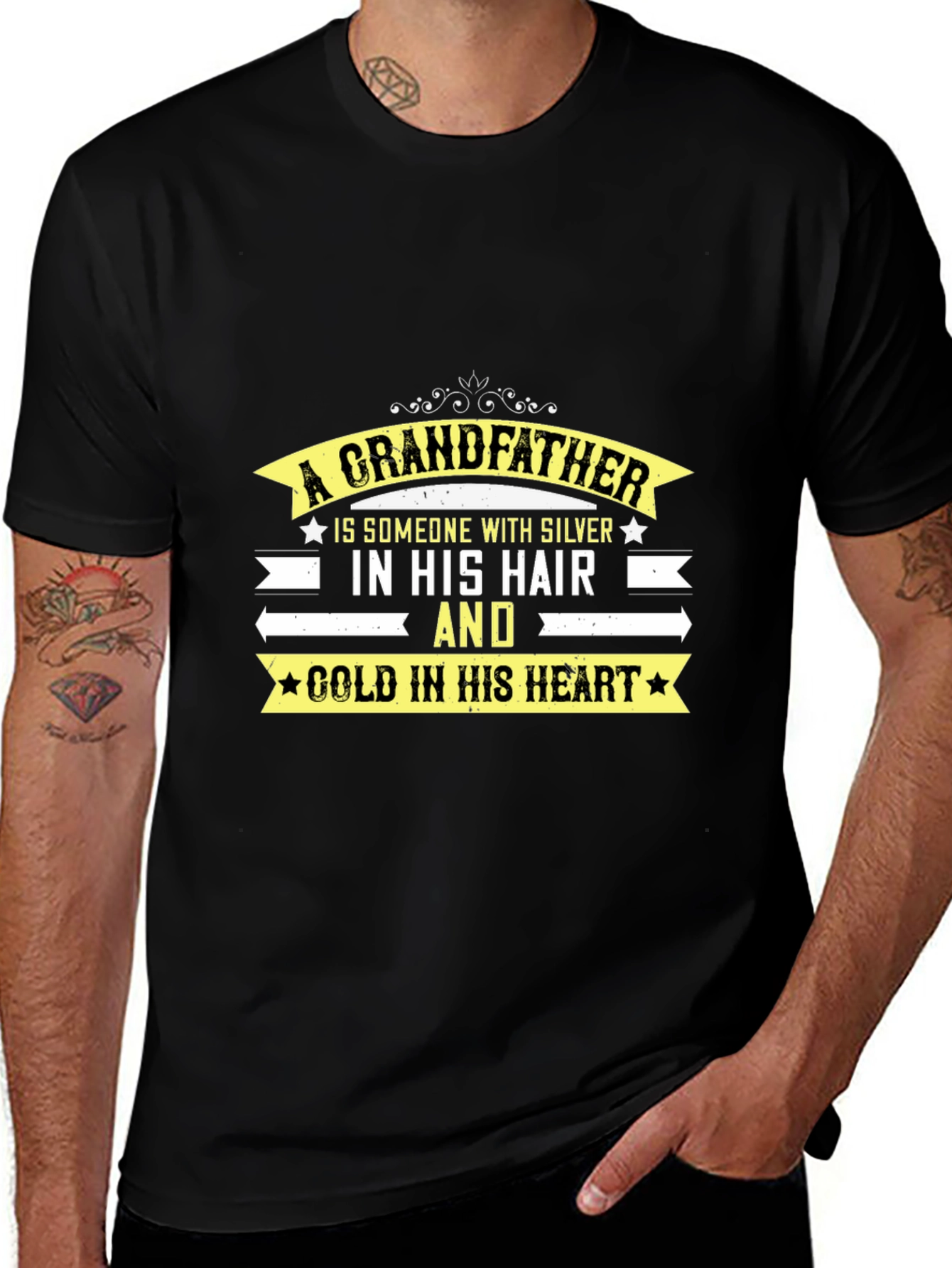 Grandfather T-Shirt: Silver Hair Gold Heart