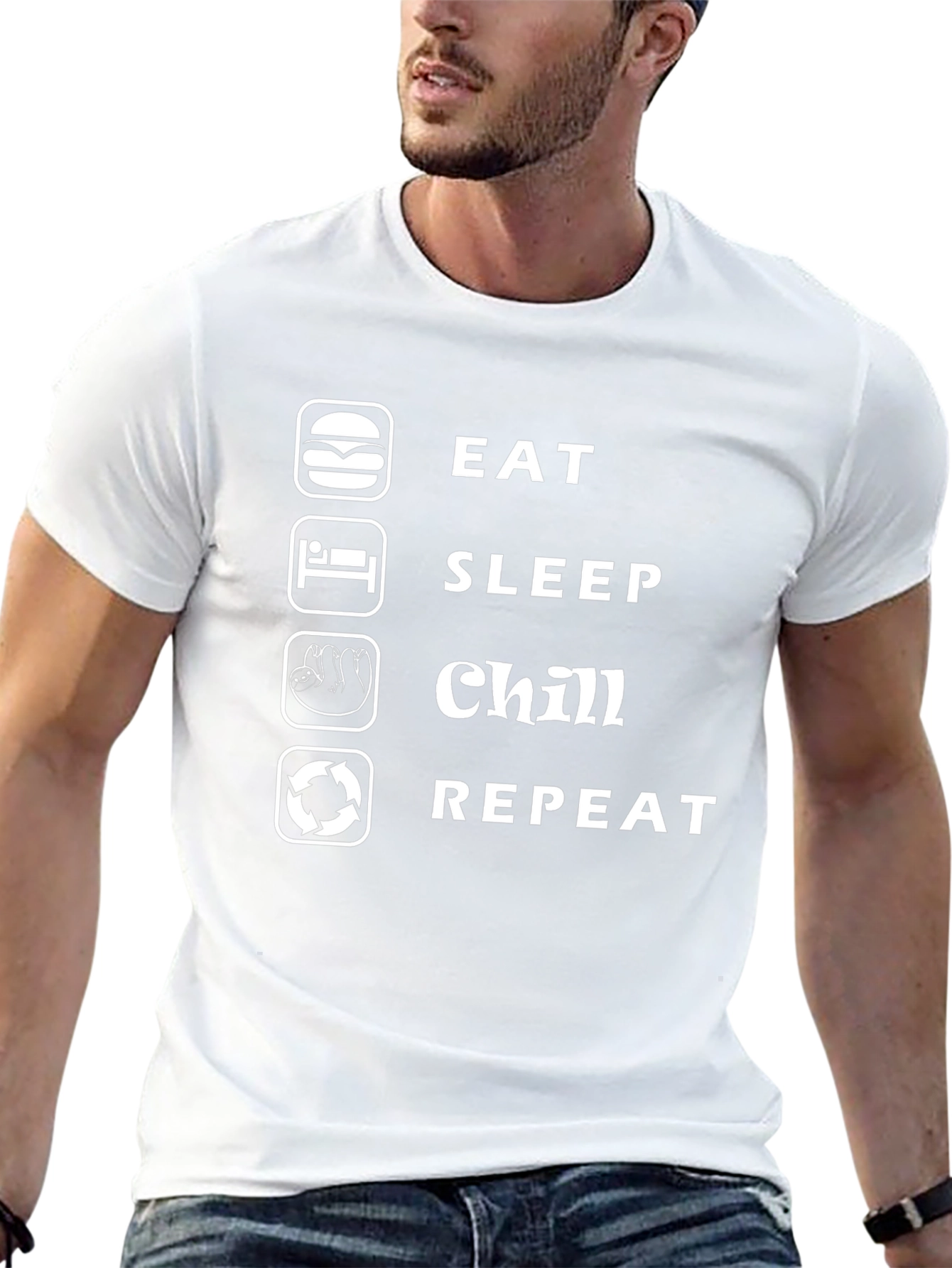 Eat Sleep Chill Repeat Funny Graphic Tee