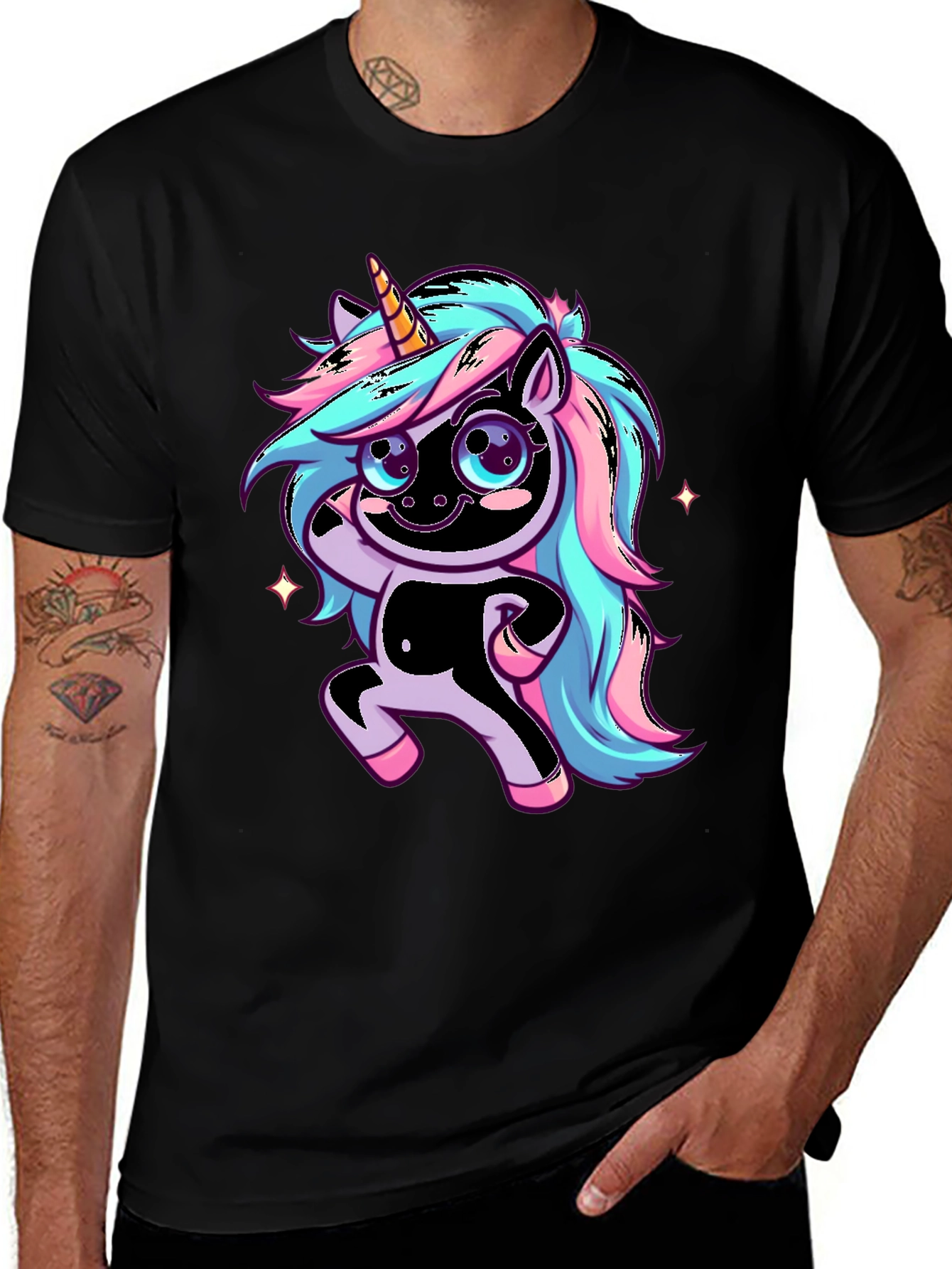 Unicorn Graphic Black T-Shirt