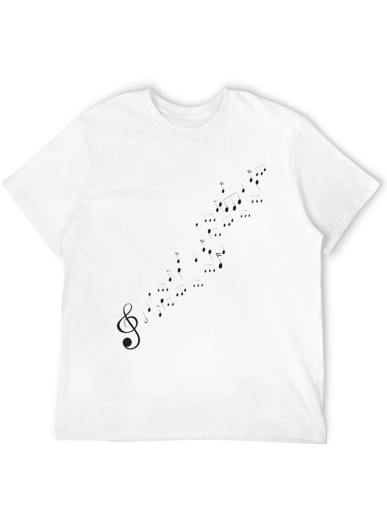 Mens Casual Black Graphic Tee - Musical Notes