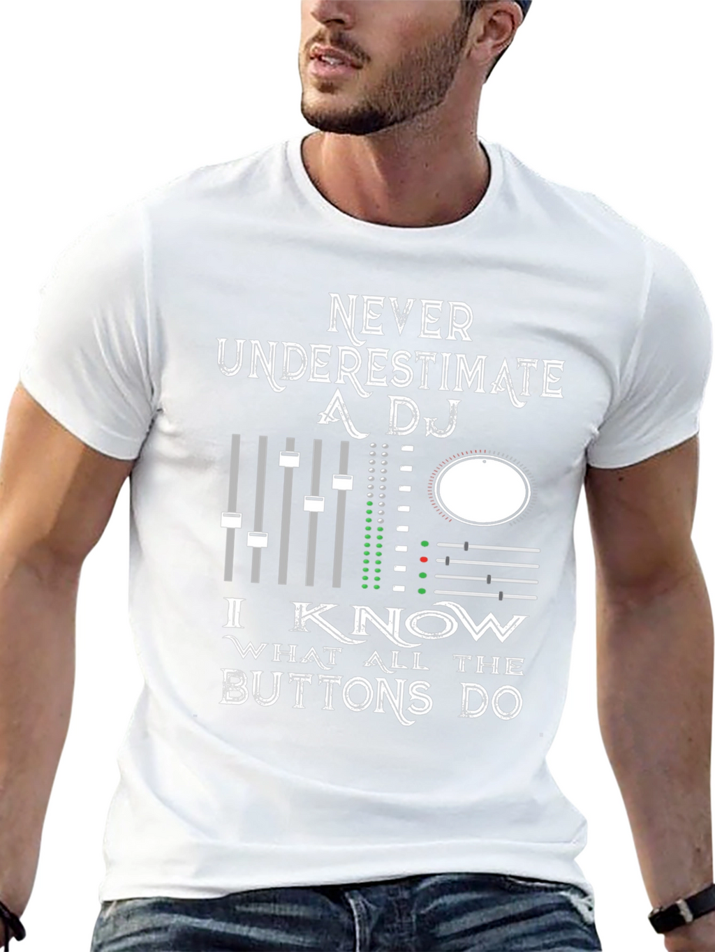 DJ Mixer Graphic Tee - Never Underestimate!