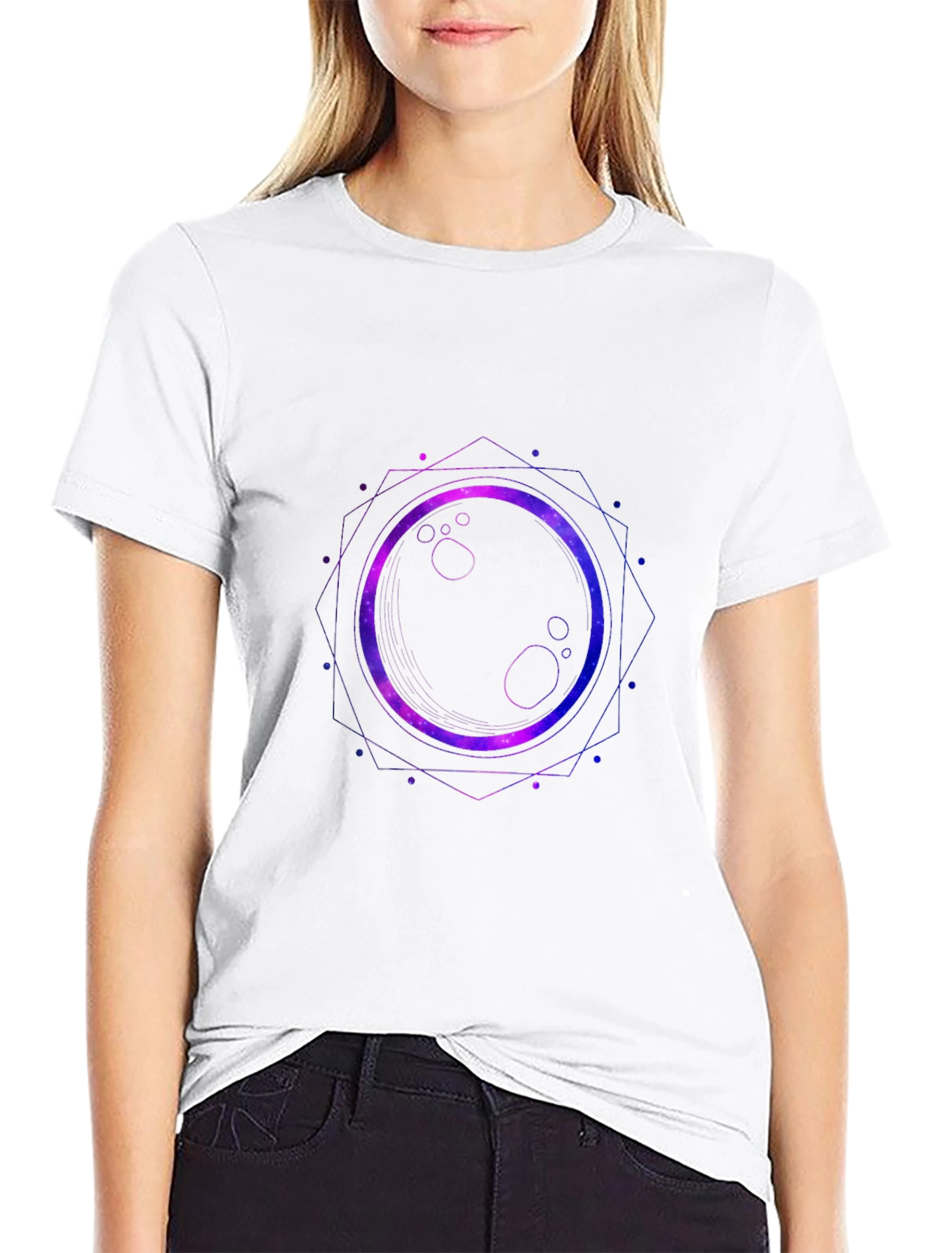 Cosmic Eclipse Graphic Tee - Black Cotton Blend