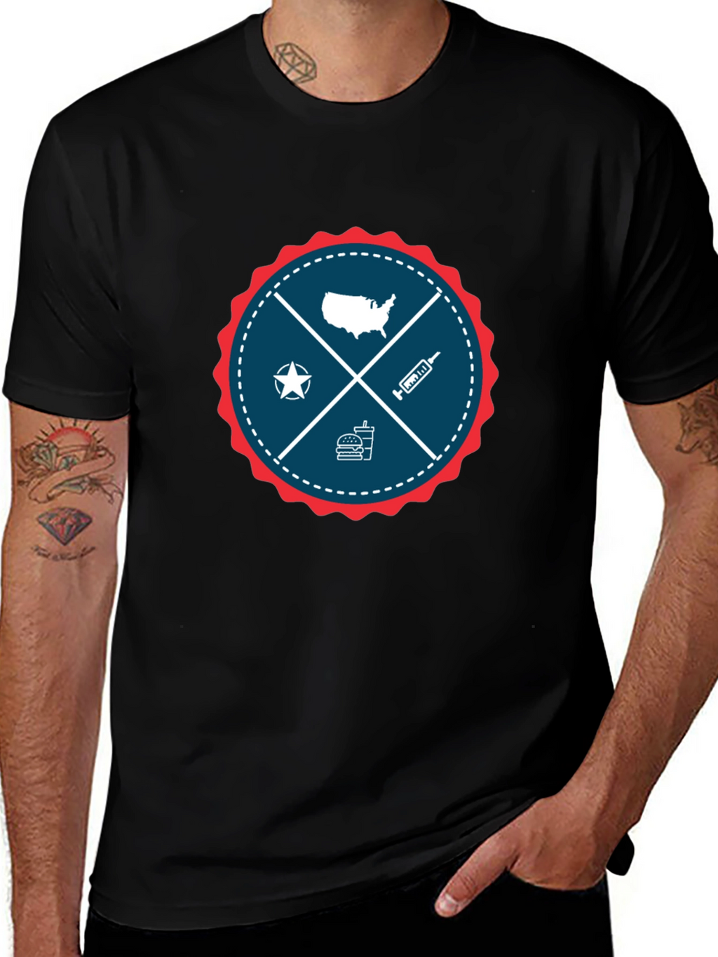 Patriotic USA Graphic T-Shirt - Crew Neck