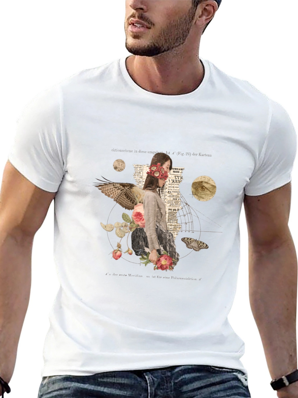 Surreal Floral Graphic Print Black T-Shirt