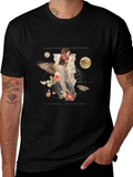 Surreal Floral Graphic Print Black T-Shirt