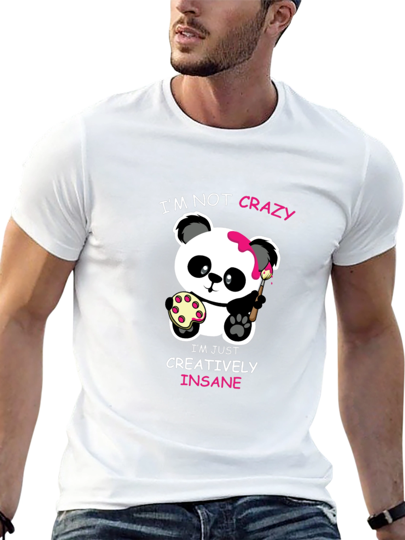 Cute Panda Artist Graphic T-Shirt