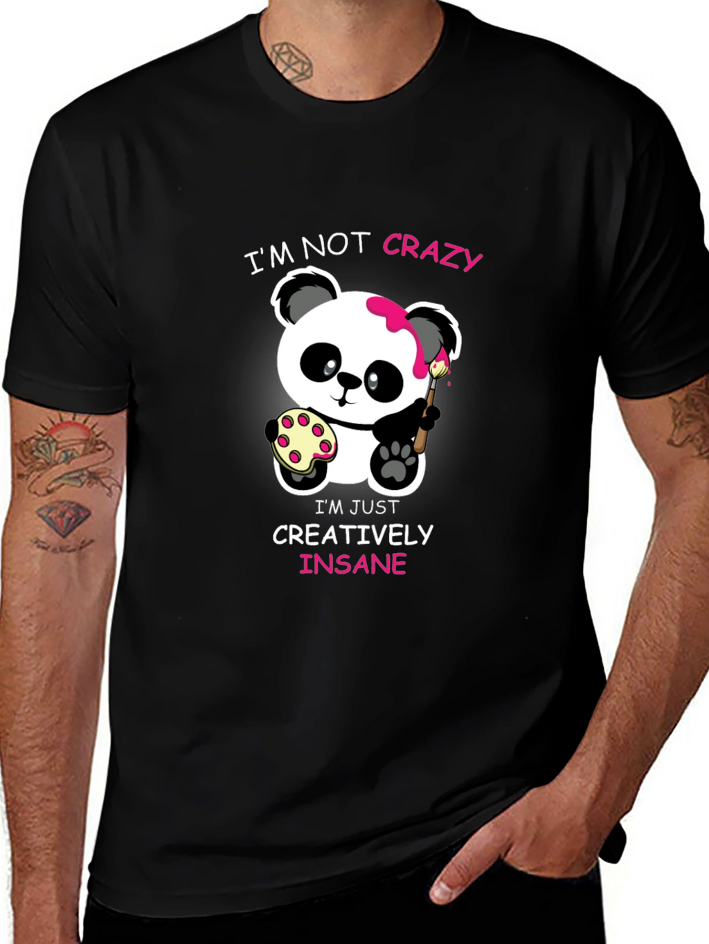 Cute Panda Artist Graphic T-Shirt