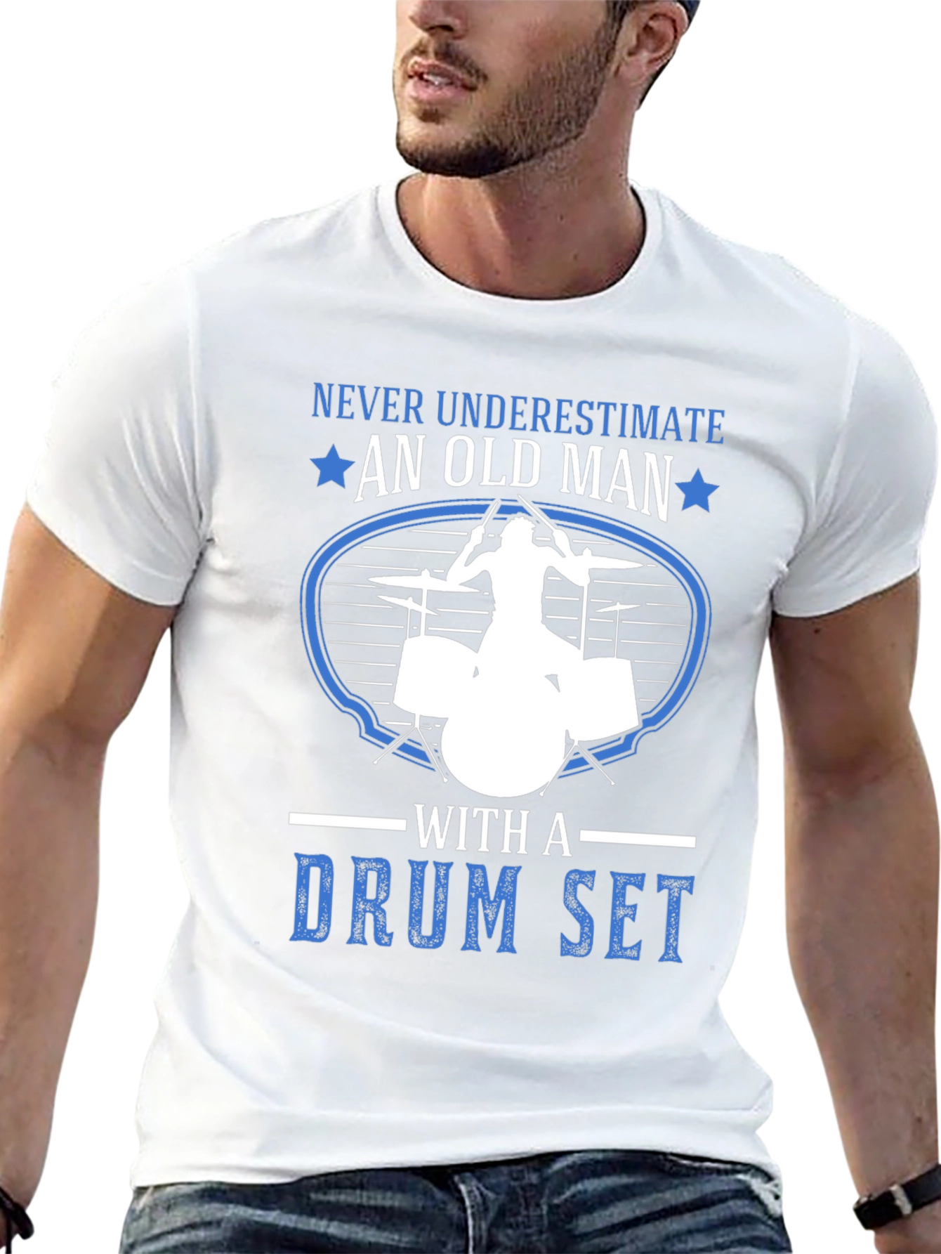 Old Man Drum Set T-Shirt - Musician Gift