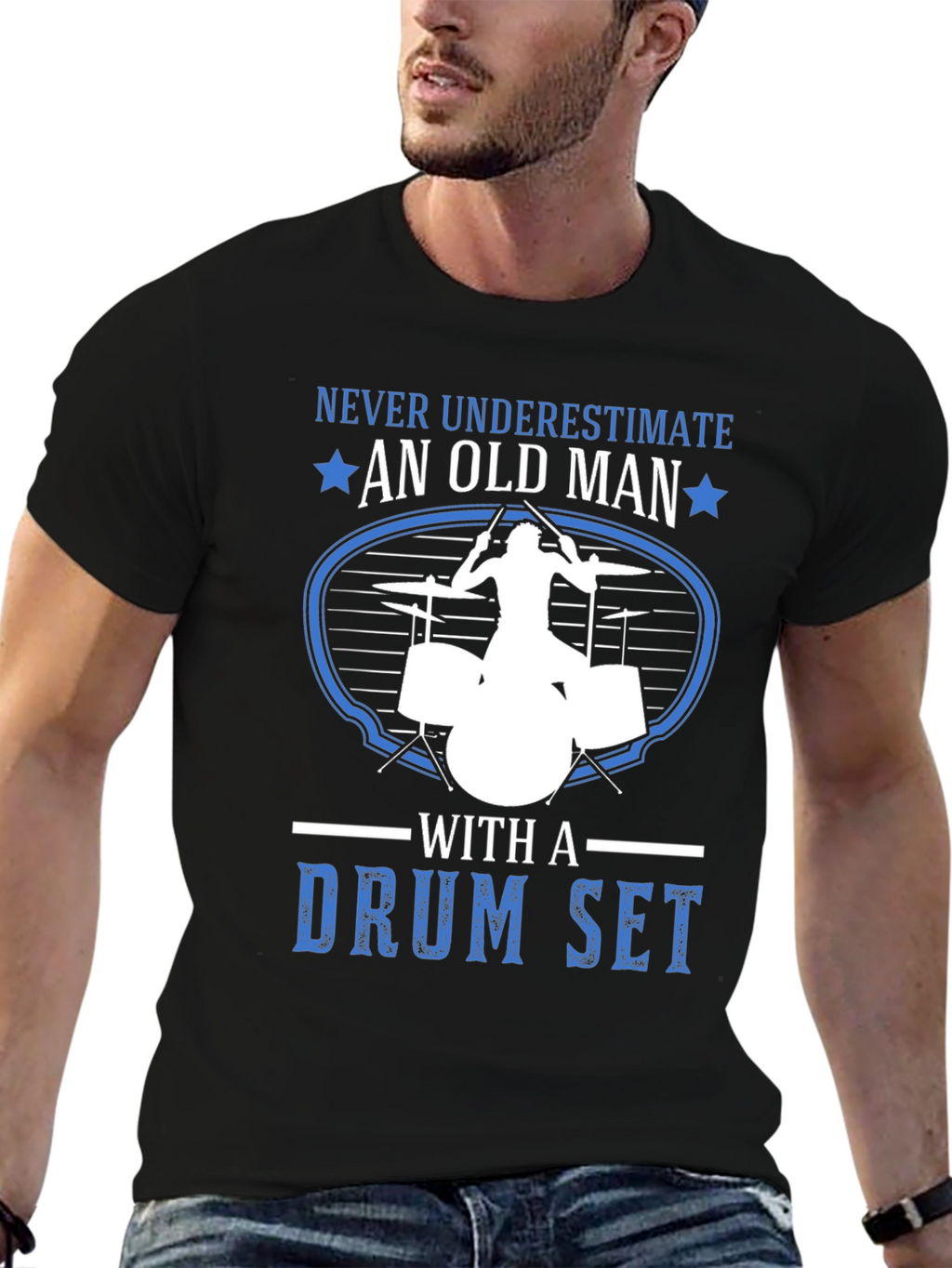 Old Man Drum Set T-Shirt - Musician Gift