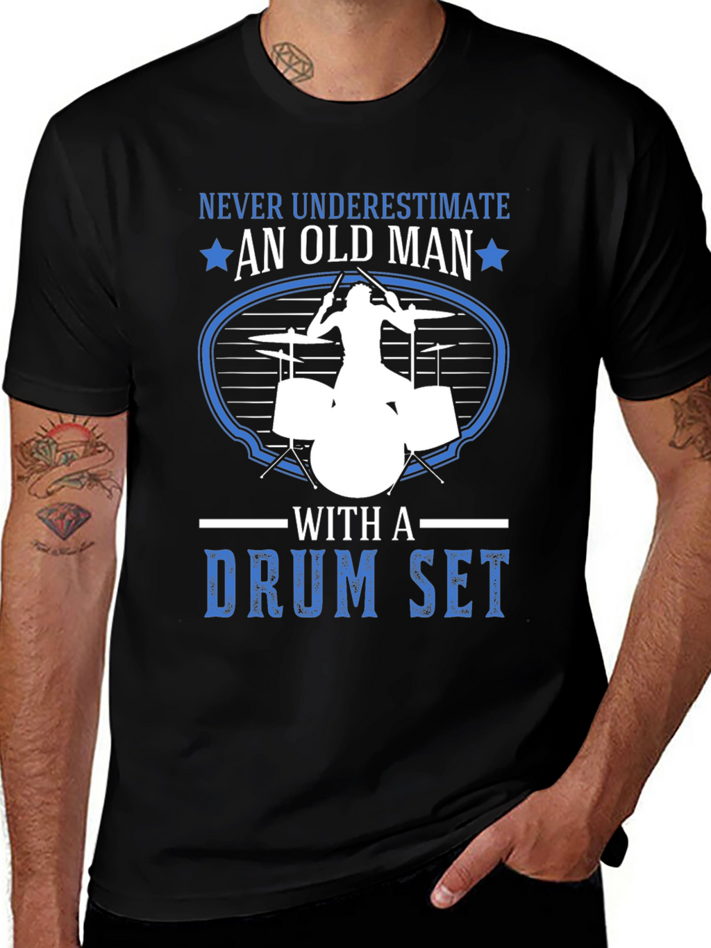 Old Man Drum Set T-Shirt - Musician Gift
