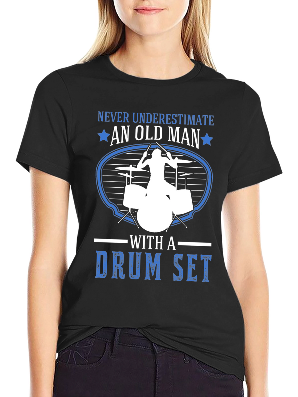 Old Man Drum Set T-Shirt - Musician Gift