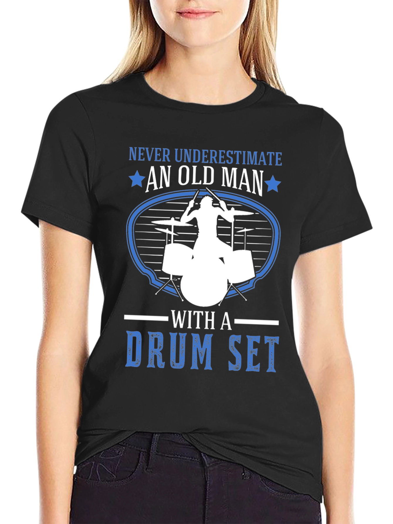 Old Man Drum Set T-Shirt - Musician Gift
